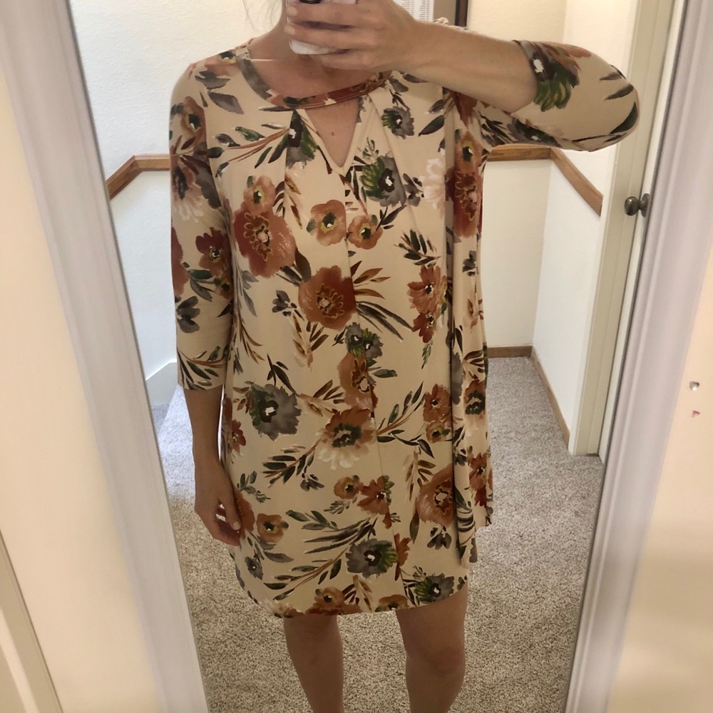 Oddi light pink floral dress small